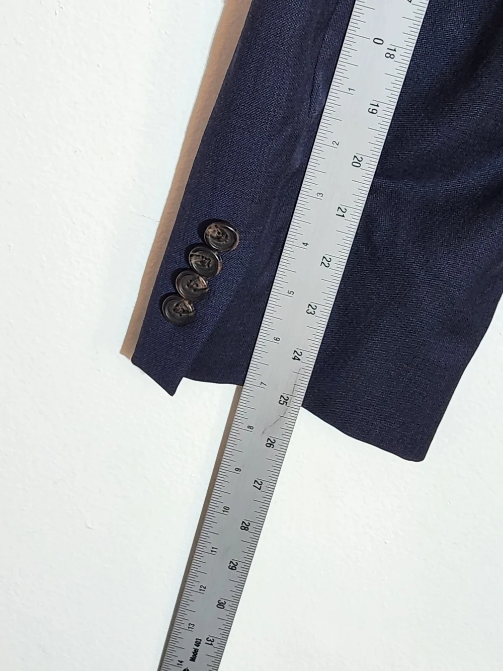 Lauren Ralph Lauren Navy 100% Wool Two Button Sport Coat Blazer Size 44L Flaw